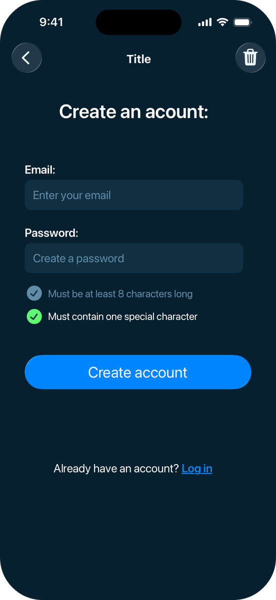 Welcome screen